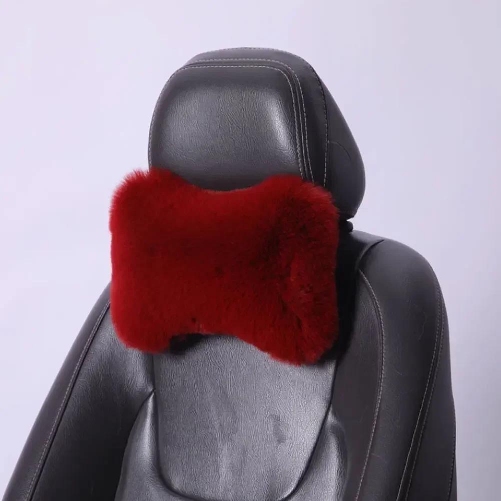 Winter-Nackenstützenkissen für Autositze, Plüsch, Auto-Kopfstütze, Plüschkissen, Wärme und Komfort, universelles Lendenkissen-Stützzubehör