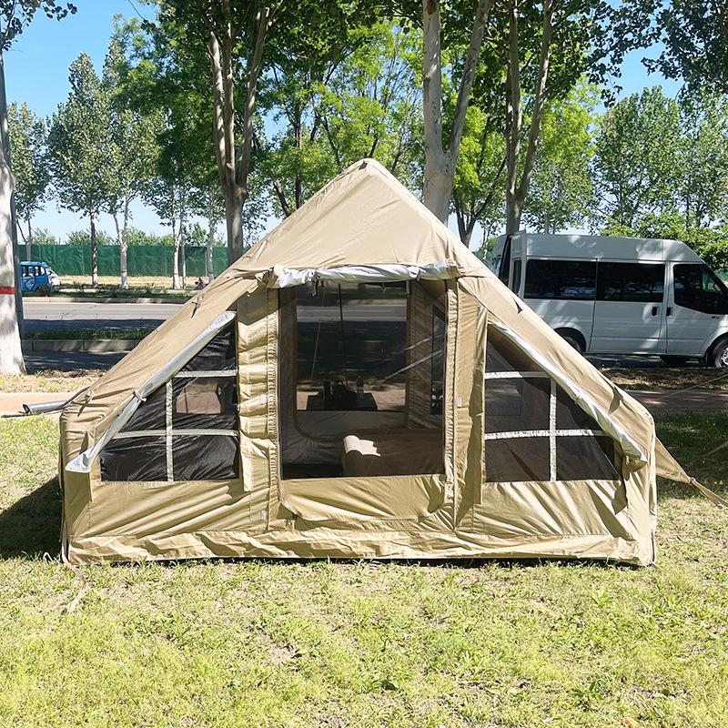 Inflatable Outdoor Camping Tent with Double Doors, Sun Protection, Canopy, and Ample Space for 3-5 People