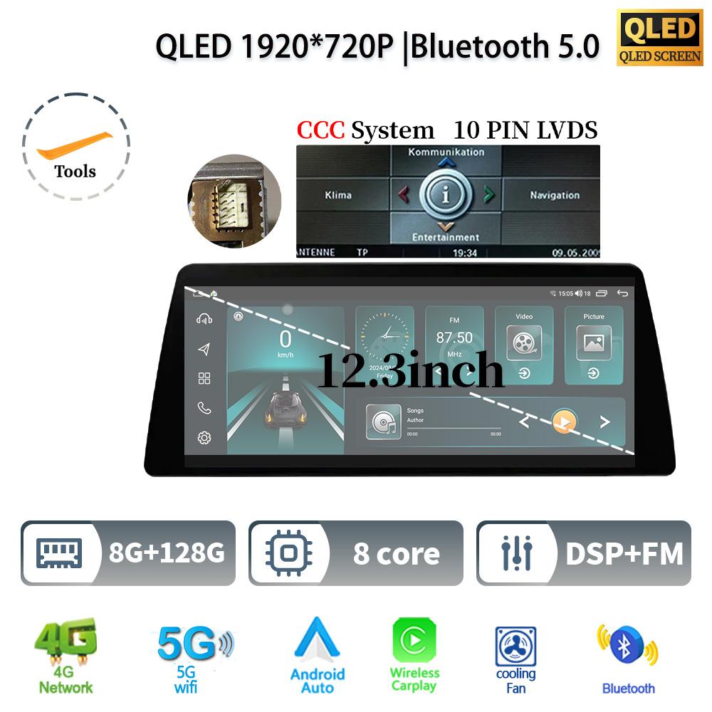 12.3" For BMW 7 Series E65 E66 Android 14 Car Radio Multimedia Stereo 4G GPS Navigation WIFI Wireless BT CarPlay Touch Screen