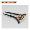 Ligular Kanzashi Hairpin Ornament for Japanese Kimono Yukata, Fan-shaped Bachigata with Crane, Yellow