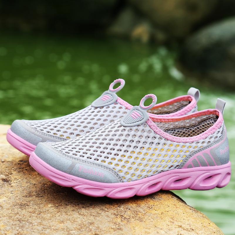 Summer Mesh Slip-On Canyoneering Shoes: Lightweight, Breathable, Casual Sandals for Beach & Running.
