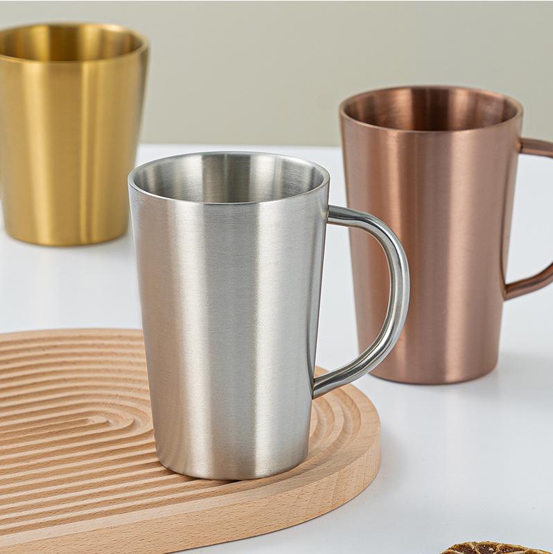 Taza Termo Aislada de Doble Pared de Acero Inoxidable 304 con Asa - Dorada
