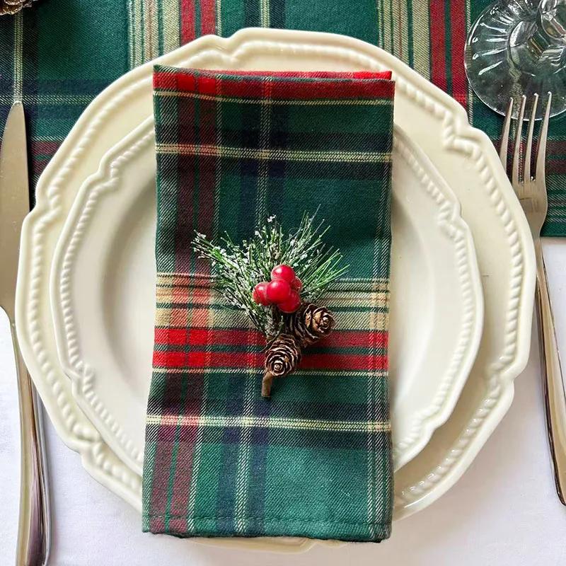 4pcs Christmas Style 30x45cm Tablecloth Napkins, Durable Polyester Thickened Pads, Reusable Kitchen, Dining Napkins Cloth