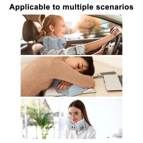 Inflatable U-Shape Neck Pillow Portable Press To Inflate Ergonomic Head Neck Support Ultralight Car Airplane Train Outdoor Travel Cervical Cushion