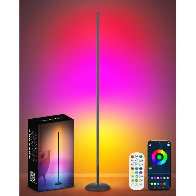 Corner Floor Lamp, Smart RGB LED Corner Lamp with App & Remote, Modern Floor Lamp with 16 Million Colors, Music Sync, Scene Modes, Color Changing