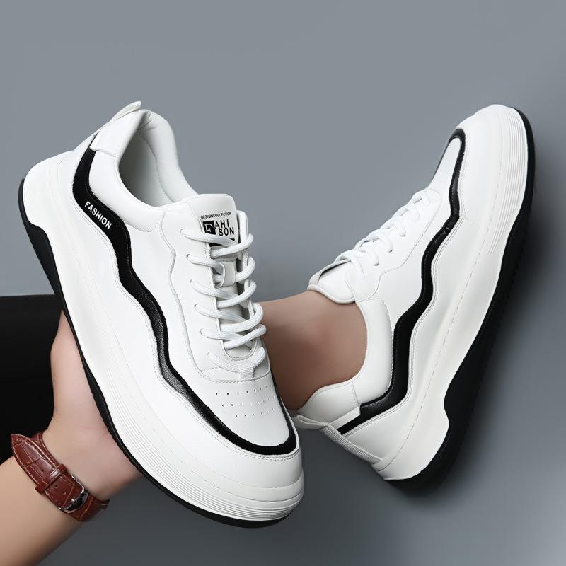 Men's Crooked Head Sports Casual Shoes Leather Board Shoes Men's Trendy Shoes European Station Men's Shoes Boys Korean Version Versatile Shoes