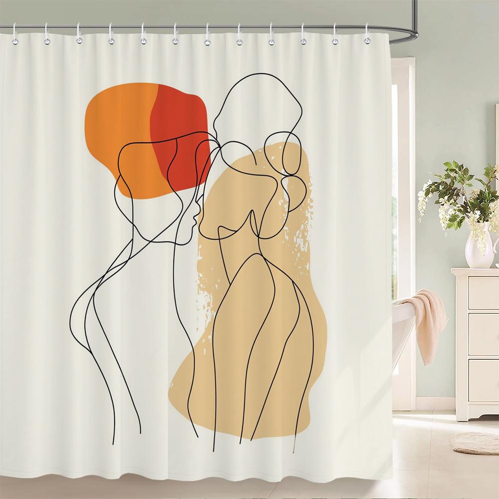 

Современная простая и абстрактная женская шторка для душа, 3D-печать, занавеска для ванной комнаты, водонепроницаемая ткань, занавеска для украшения дома с крючками 90x180cm-35x70in