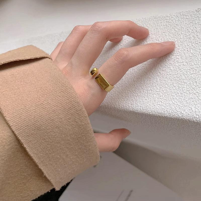 INS Cold Metal Square Open Ring Women's Niche Geometric Design Trendy Personality Creative Party & Daily Finger Jewelry