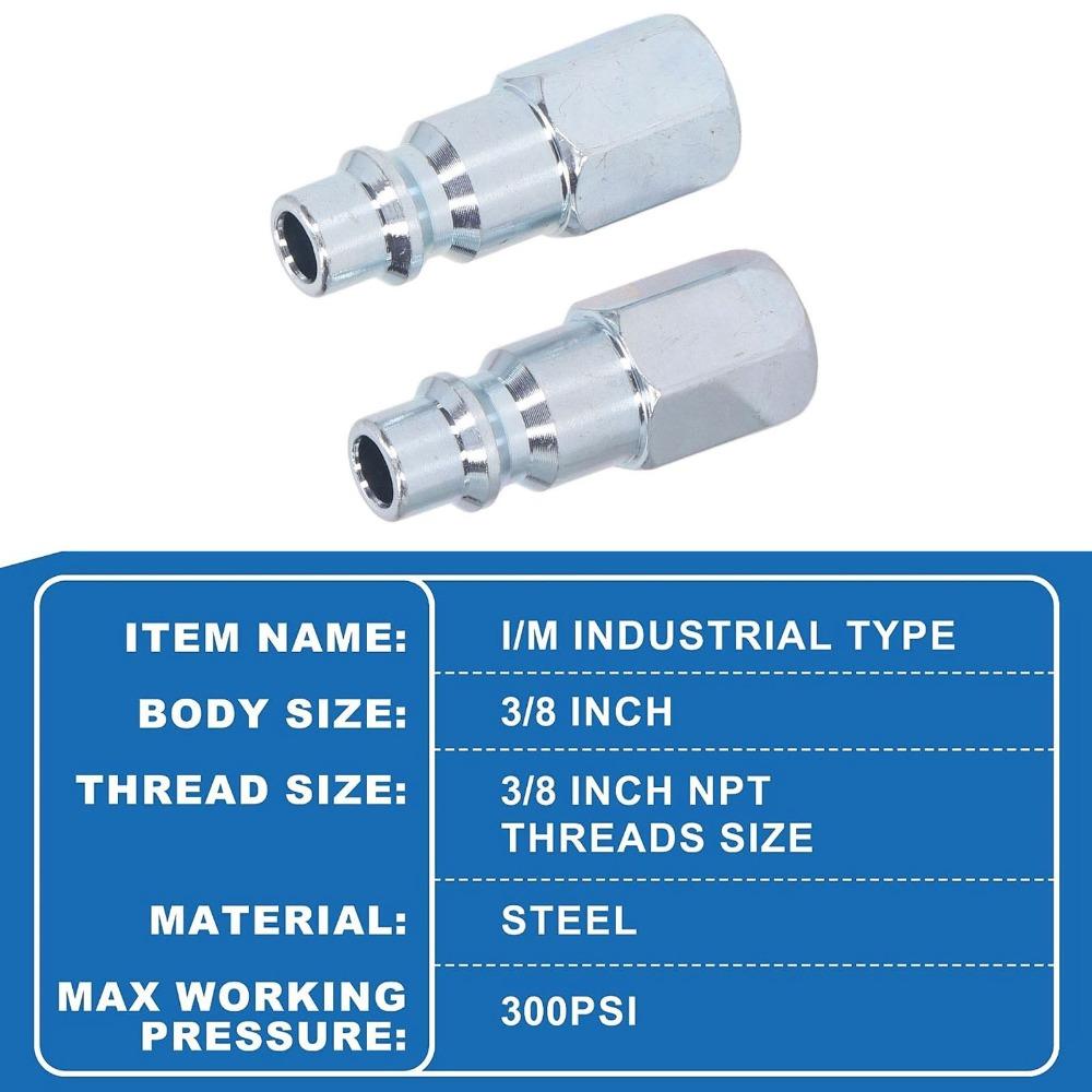 4PCS 3/8 Inch NPT Threads Industrial Air Coupler and Plug Kit 3/8" FNPT (Female NPT) Steel Quick Connect Fittings Set 300 PSI