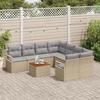 Ensemble de canapé de jardin 9 pièces avec coussins beige en rotin synthétique acacia, Canapé de jardin 2 places 3356355