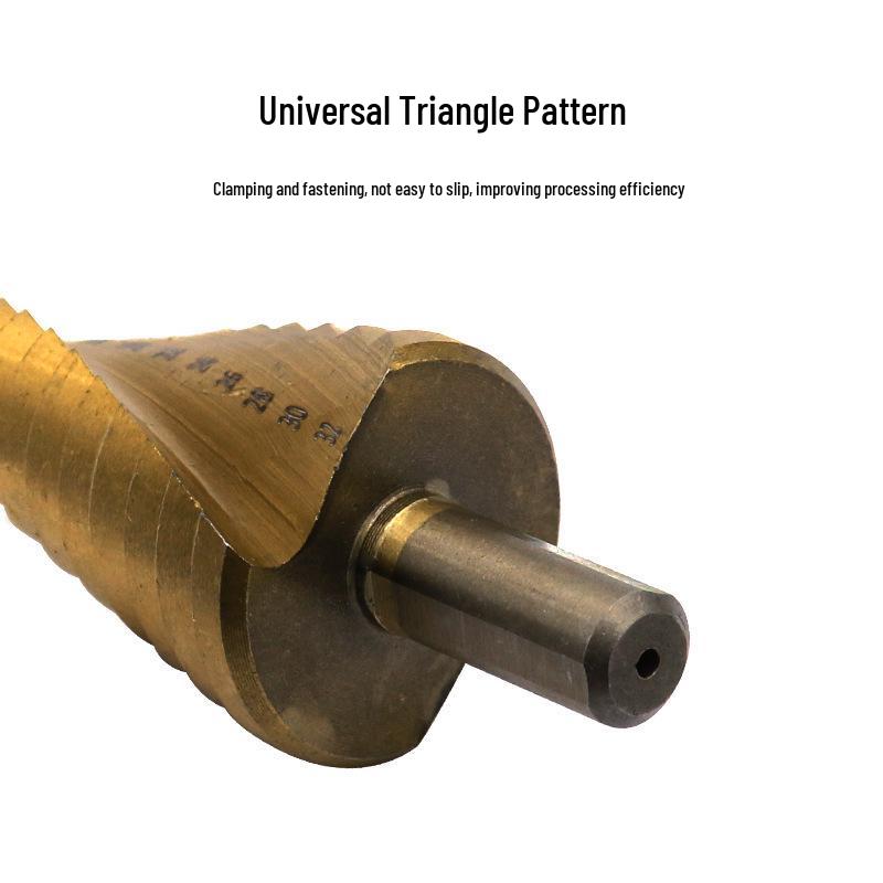 4-32mm Triangle Shank Titanium Spiral Flute Step Drill Bit, 4241 Material, Multi-Purpose Tower Drill