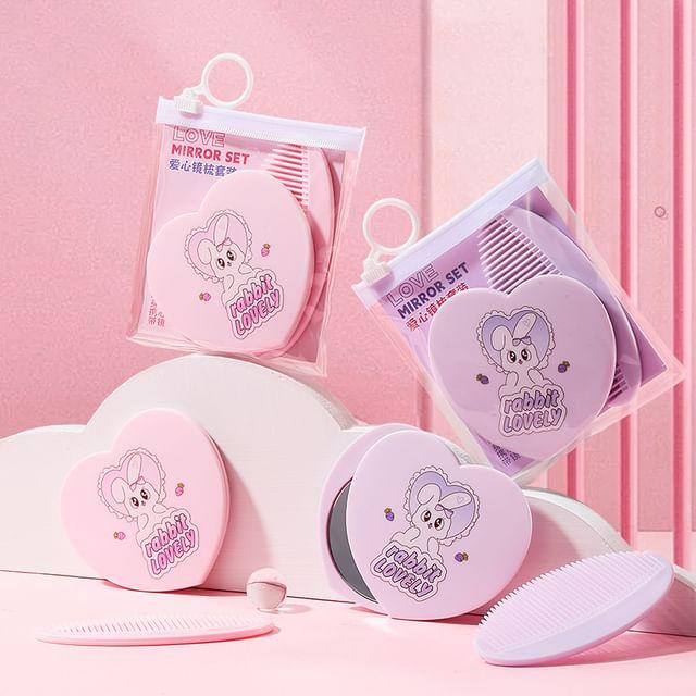 YOUSHA - Set: Rabbit Portable Mirror + Hair Comb