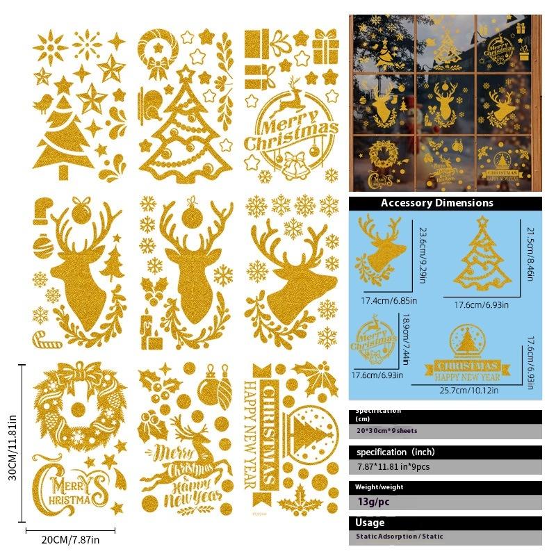 Santa Claus Christmas Ornaments Static Stickers Window Grilles Scene Arrangement Glass Doors Stickers Windows