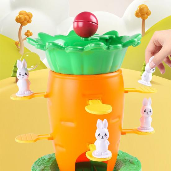 Carrot Balance Tower Toy with Mini Rabbit Logic Thinking Focus Training Kids Interactive Balance Board Game Toddlers Educational Balance Toy