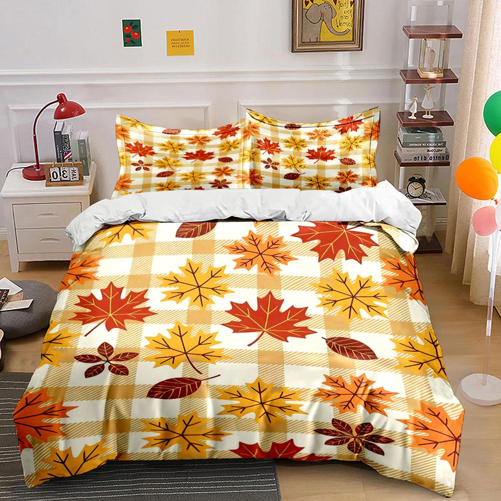 Autumn Maple Leaf Bedding Set Bedding Duvet Cover Set Duvet Cover Pillowcases (1 * Duvet Cover 2 * Pillowcases, without duvet insert)