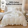Princess Bubble Yarn Embroidery Washed Cotton 4-piece Cotton Bed Sheet Models Lace Quilt Cover 3-piece Set