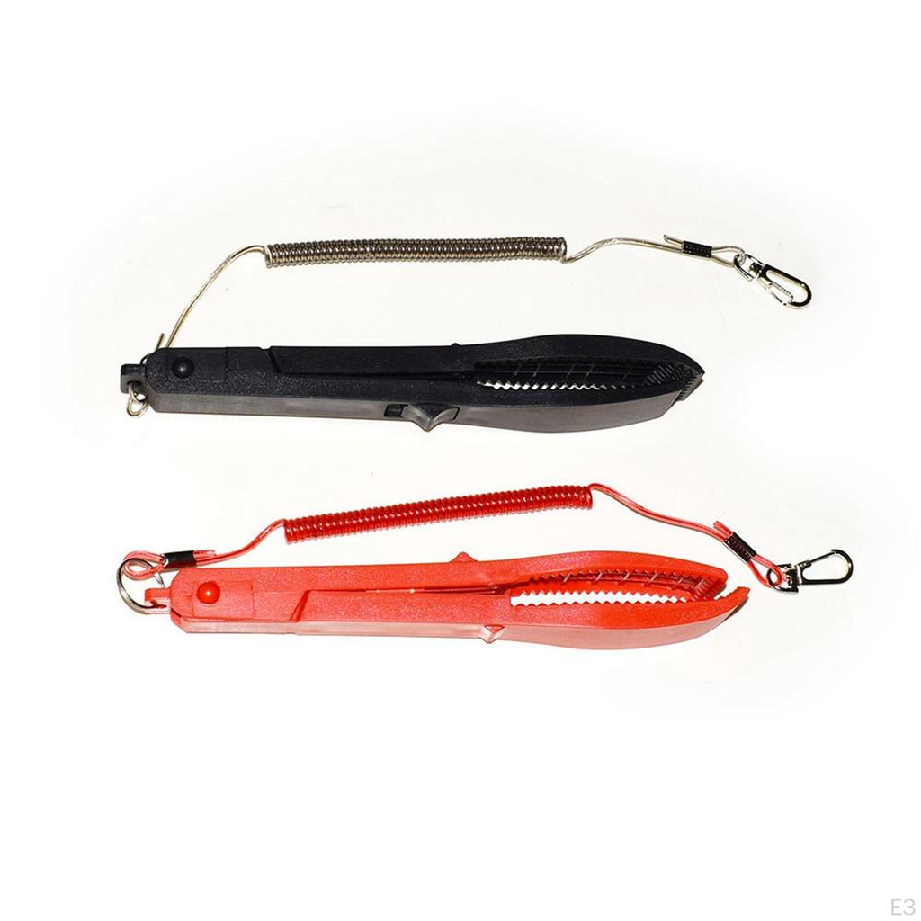 Fish Gripper Fishing Body Holder Crabs Tongs Keeper Catching Flat Anti Slip with Spring Lanyard