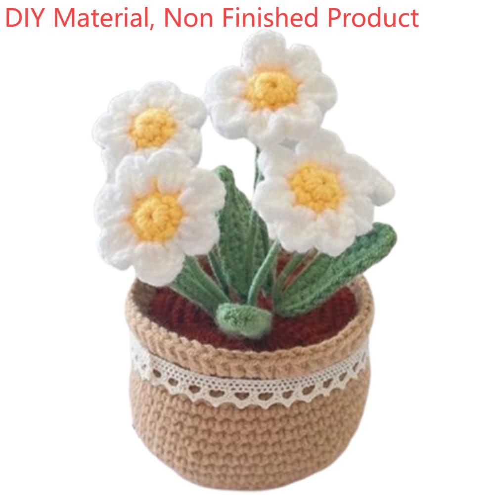 Sztuczne małe rośliny w doniczkach DIY z samouczkami wideo Zestaw do ręcznego dziergania Odporny na zużycie do dekoracji domu i pokoju Ozdoba na biurko