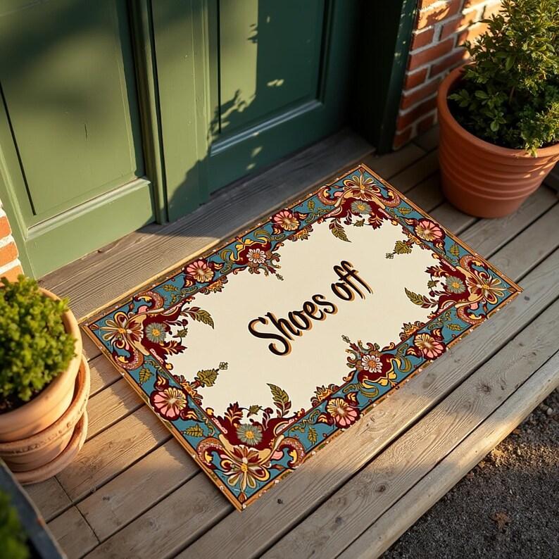 Vintage Floral Welcome Door Mat Rug Carpet Oriental Pattern Home Decoration for Entryway Patio Door Mat Kitchen Rug Welcome Mat