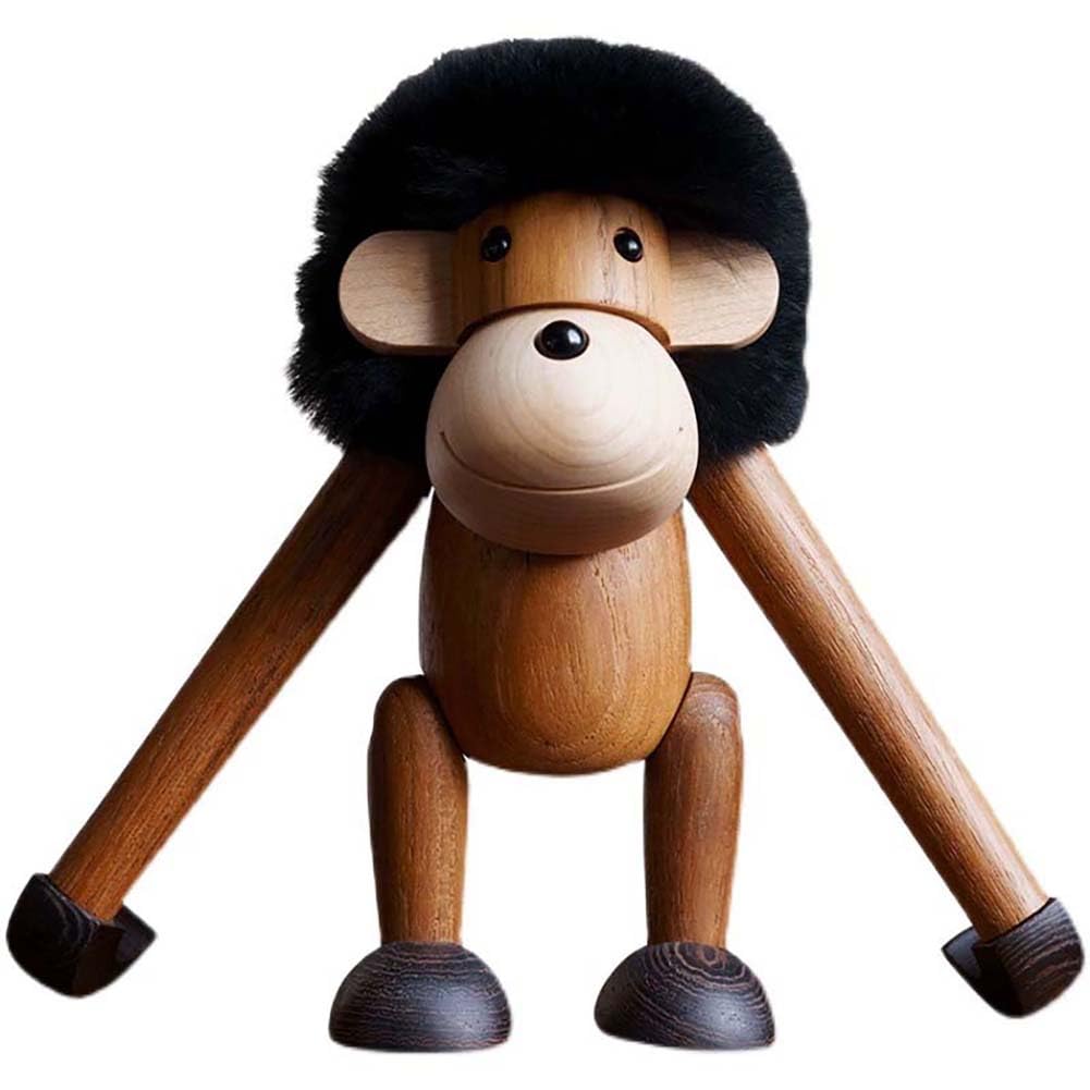 

(hej!e) Chimpanzee Figurine, Monkey, Wooden, Animal, Scandinavian Decor, Interior Doll, Display, Cute, Stylish Action Figure, Wall Decor