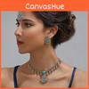 Alloy Pendant Necklace And Drop Earrings With Tassels For Womens Casual And Formal Wear