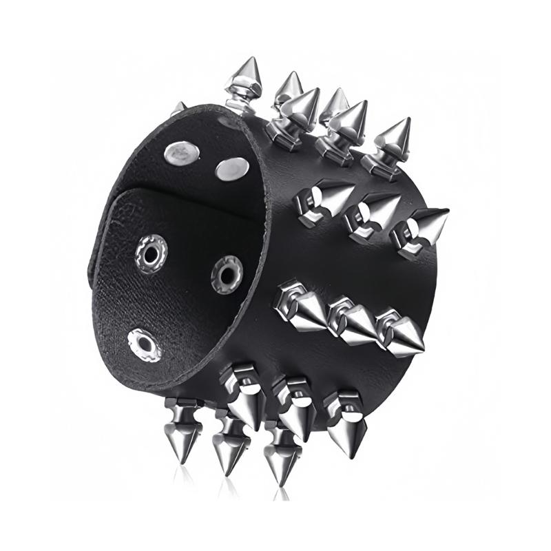 9Pcs Punk Rock Wide Cuff Bracelets Multi Layer Leather With Metal Studs Adjustable Unisex For Daily Wear