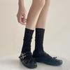 White Calf Socks Stacking Socks Women's Summer Black Thin Women's Medium Tube Tide Socks Breathable Outer Wear Flower Lace Stockings