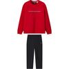 Fleece Lined Knit Crew Neck Pullover Long Sleeve Top And Straight Leg Sweatpants Set Men Sweatshirt Set F11M618216F-WI+F11M618609F-NV