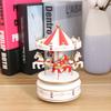 Wooden Carousel Music Box Wooden Decorative Toy Desktop Musical Box Gifts for Christmas Birthday Valentine's Day (Red)