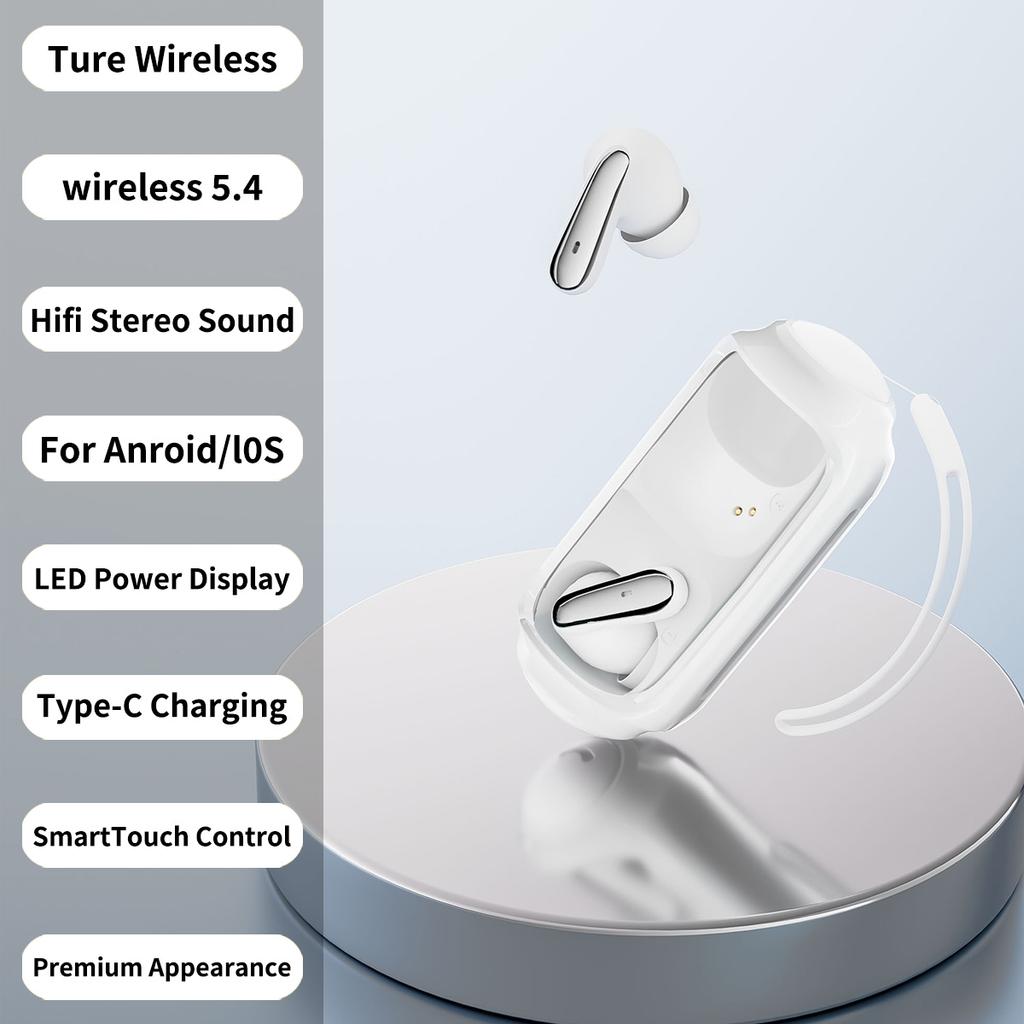 Rotating Wireless Bluetooth Earbuds, Stereo & Noise Isolation, Secure Fit for Sports Running
