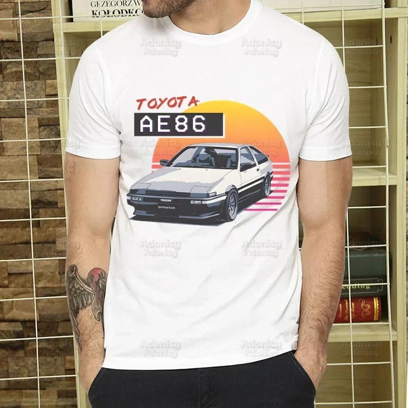 Initial D T Shirt Men Retro Washed Tops Tees Harajuku AE86 Drift Tshirt Hip Hop Male Fujiwara Tofu JDM Japanese T-shirts