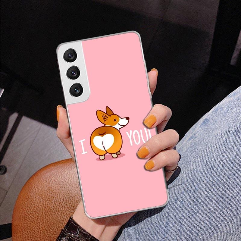 Cartoon Corgi Cute Dog Phone Case For Samsung Galaxy S24 S25 Edge S26 Ultra S23 S22 S21 Plus S20 FE + Personalized Print Cover G