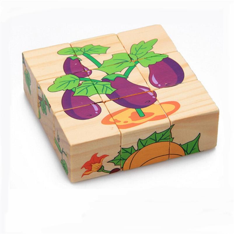 Farm Animal Six Patterns Nine Dimensional Puzzle Cartoon Building Blocks Kids Educational Toy