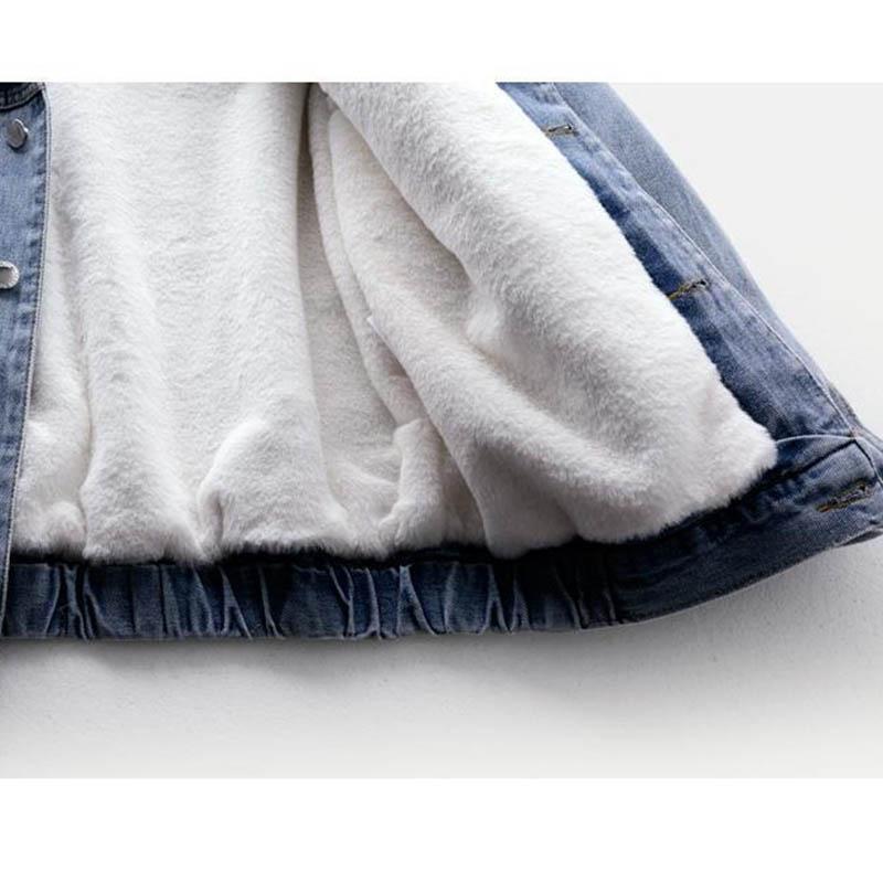 Hooded Denim Jacket Women's Loose Casual Cotton Clothes Plush Insulation Warm Detachable Top Autumn and Winter