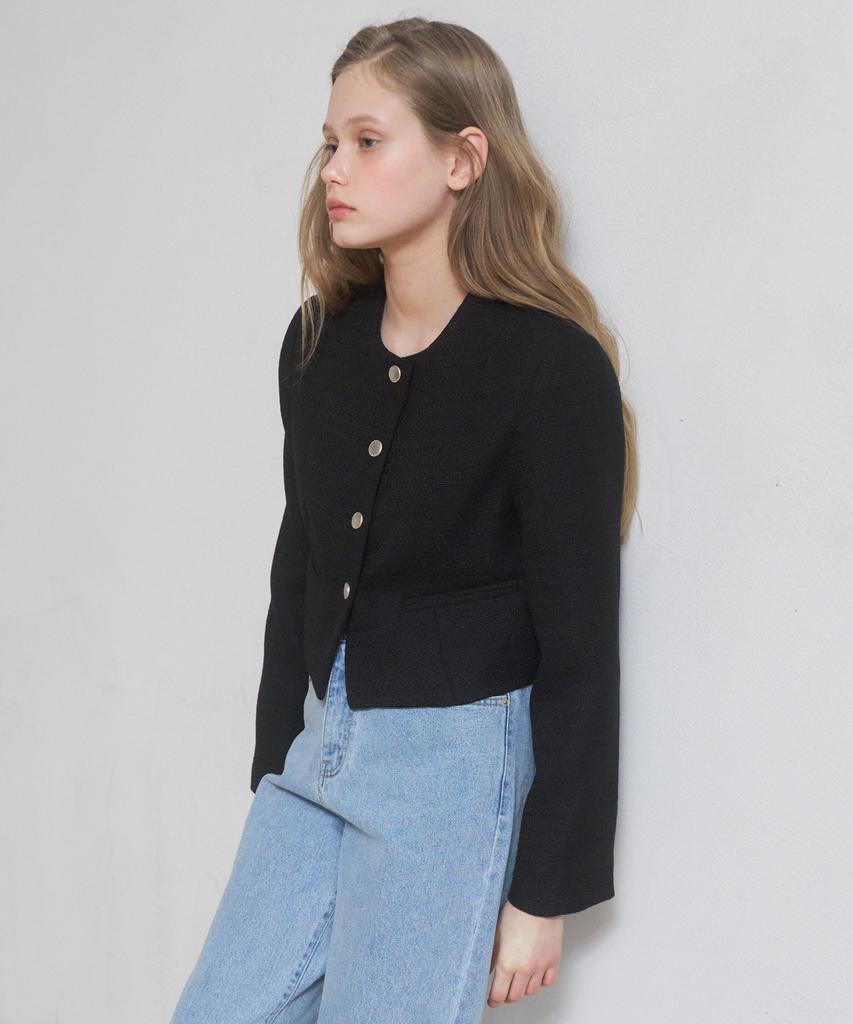 Among A Cropped Tweed Jacket_Black