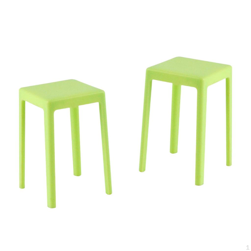 2 Pieces Dollhouse Mini Chair High Stool 1:6 Photo Props Furniture for DIY