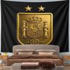 Spain National Football Team Golden Crest Wall Tapestry RFEF 1909 Crown Lions Two Stars Fan Decor for Man Cave Bedroom Gift