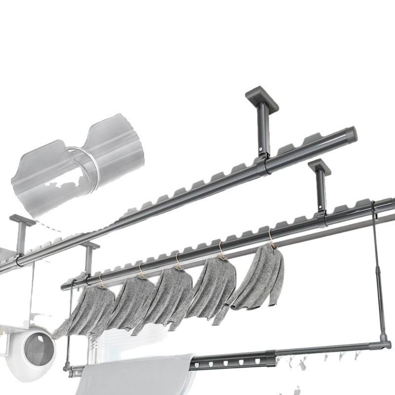 Aluminum Windproof Balcony Drying Rod - Top-Mounted, Hole-Punching Design for Secure Clothes Hanging