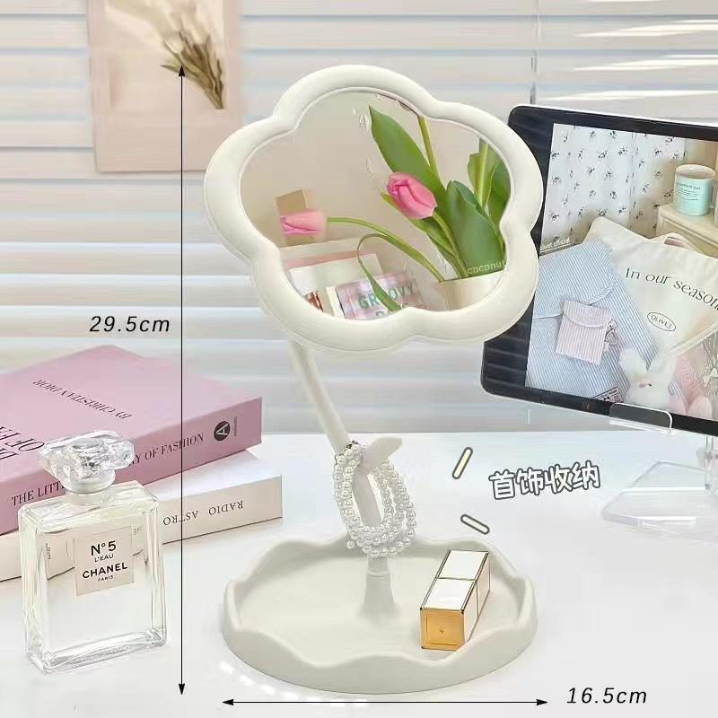Creative Flower Mirror Desktop Dormitory Desktop Mirrors for Bedroom Home Rotatable Decor Mirror 29.5 X 16.5cm