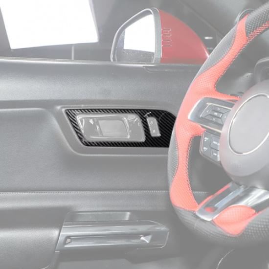 For 2015-2025 Ford Mustang Carbon Fiber Inner Door Handle Bowl Frame Trim Cover