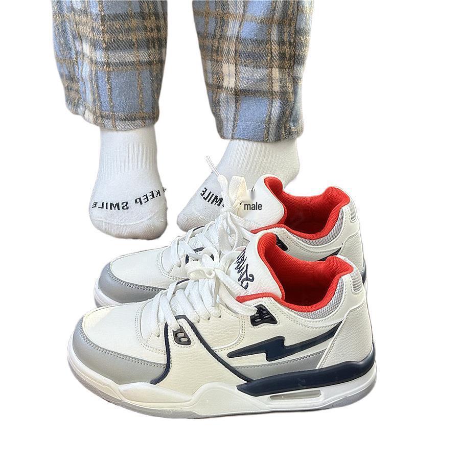 Hong Kong Style Men's Air Cushion Sports Shoes - 2025 Summer Trend, Thick Sole Casual White Sneakers for Students and Couples