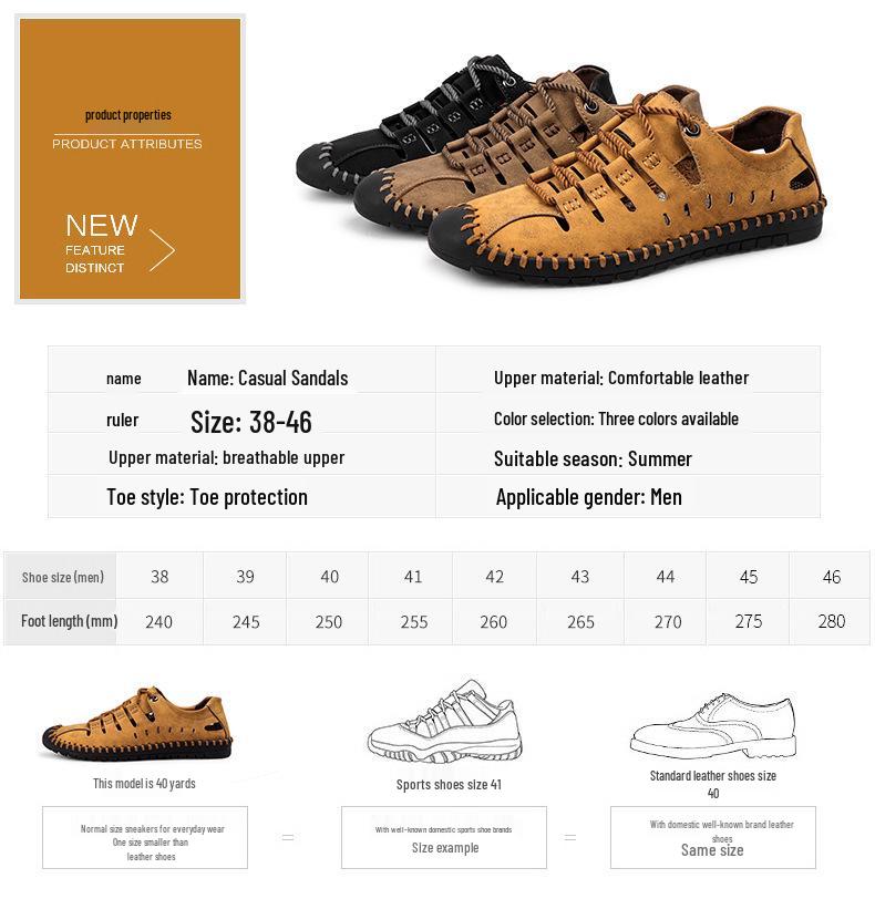 Men's Plus Size Casual Breathable Summer Sandals - Soft Sole Perforated Design