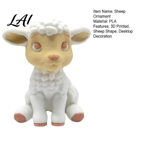 PLA Sheep Statue 3D Printed Figurine Mini for Desk Decor Ornament Sitting Lamp Sculpture Ornament Gift Animal Lovers Shape Figurine