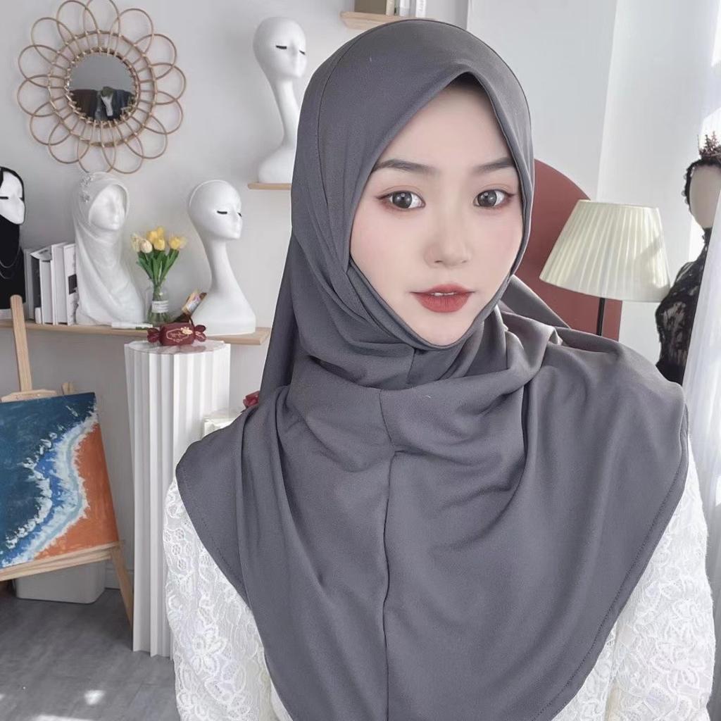 H124 Erwachsene hochwertige große Größe muslimischer Hijab-Schal mit Kinnteil islamische Kopftuch-Hüte Armia zum Überziehen Kopftuch Turbanmützen