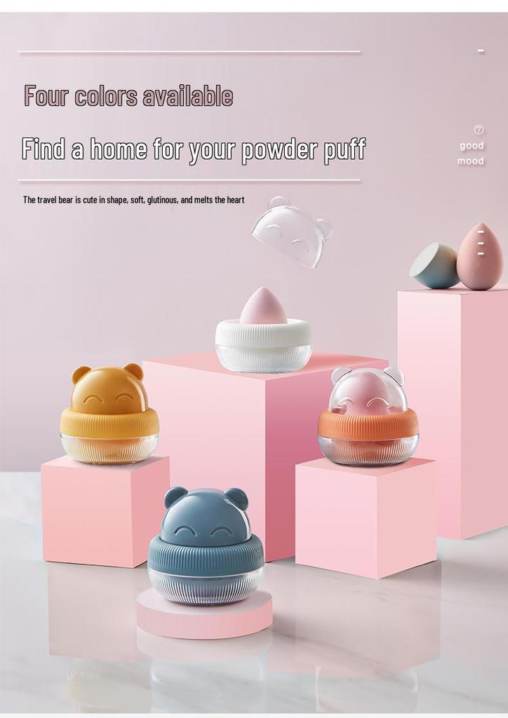Little Bear Space Capsule Makeup Sponge & Cotton Pad Dustproof Storage Box