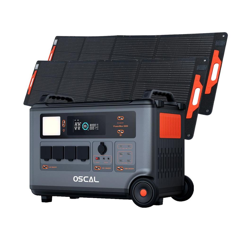 Oscal Přenosná napájecí stanice PoweMax3600 LiFePO4 Solární generátor 3600W Výstup 2200W Ultrarychlé nabíjení