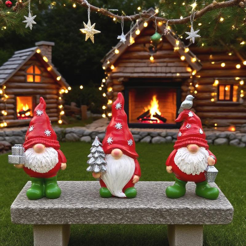 3pcs Christmas Dwarf Resin Crafts Gnome Statues Home Bedroom Decorations Ornaments Holiday Gifts