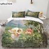 Angel Oil Painting Bedding Set Ancient Art Duvet Cover Cartoon Warm Bed Quilt Cover Kids Bedroom Bed Cover Set Green