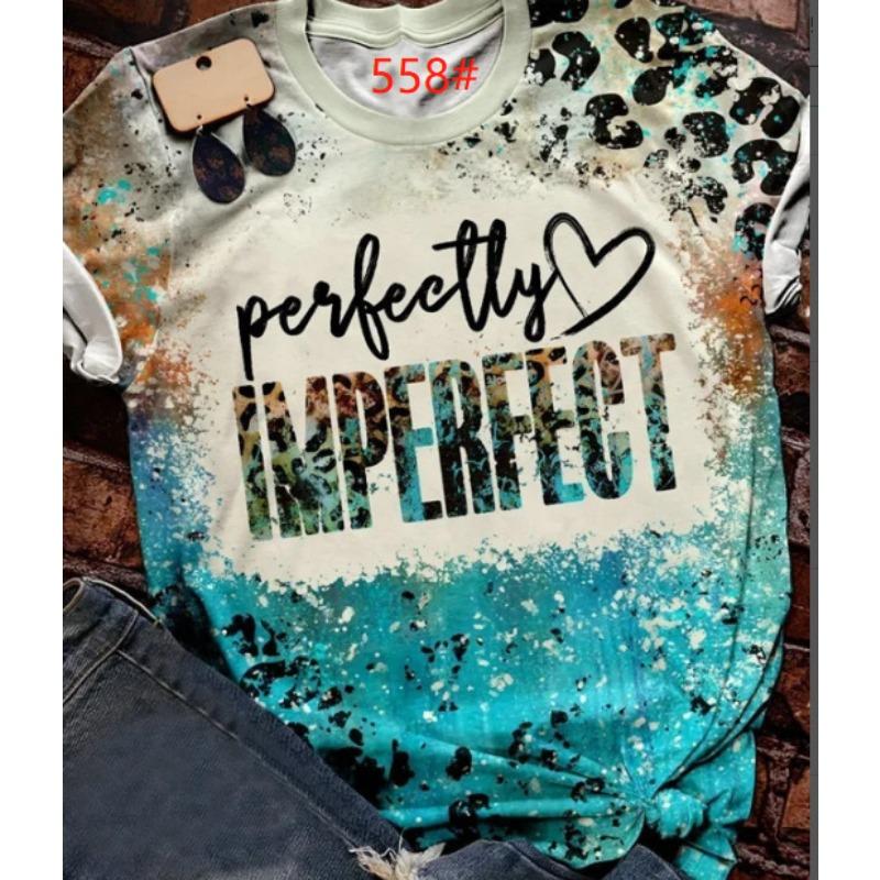 Leopard Print Letter Printed Short Sleeved Women's T-shirts Summer Street Round Neck Loose Top