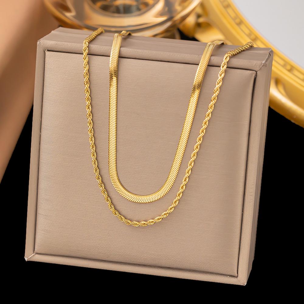 

Европейский и американский стиль знаменитостей Двухслойное колье с лезвием и змеевидной цепочкой